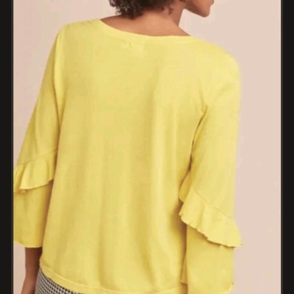Anthropologie T.La Chelsea Ruffle Tee Yellow NWT - Picture 8 of 8
